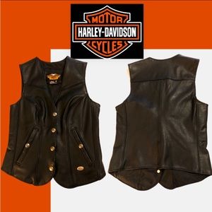 Harley Davidson Motorcycle Vest | Genuine Leather | Size XS | Black LIKE NEW
